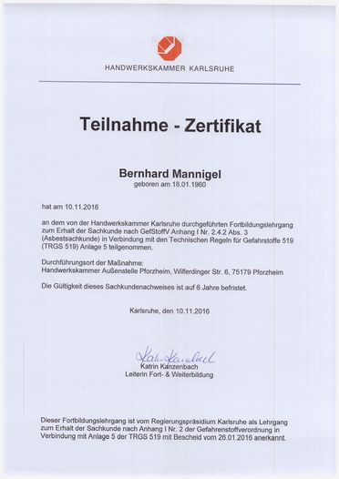Willi Kruse - Zertifikat 02
